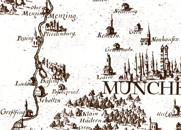 Alte Karte des Münchner Westens